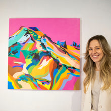 Load image into Gallery viewer, Vancouver Artist, Laura Jane Klassen with her painting of Mount Baker.