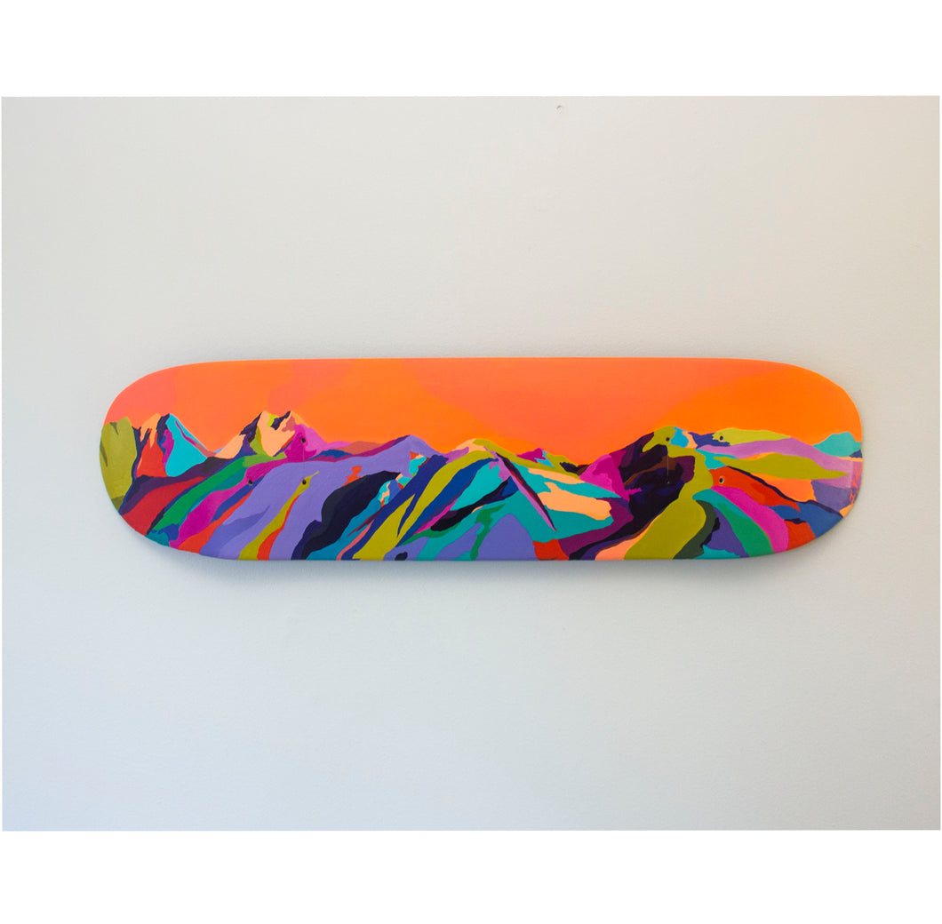 North shore  mountain inspired skateboard deck. Acrylic painting on upcycled board. 